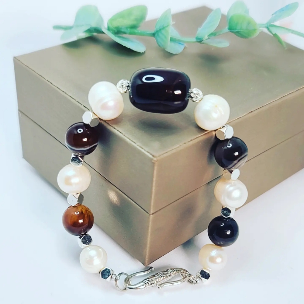 Black agate bracelet 10 mm
